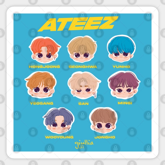 Ateez Sticker by Giullia - Yeppeunyeppeun Art